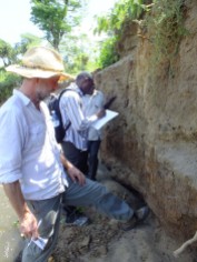 Charly and Emuobosa recording soil profiles at RB06 along the Embobut